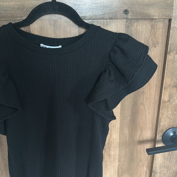 Zara Black Ruffle Sleeve Top - Picture 4 of 11